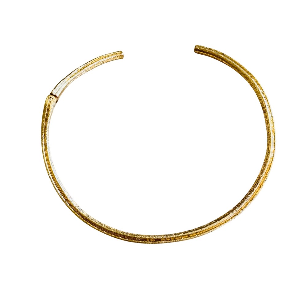 Zara Textured Choker Necklace‎ Satin Gold Tone Metal Collar BOHO MOD